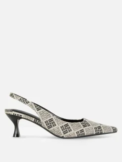 Kitten-Heels Mit Geometrischem Muster Und Slingback