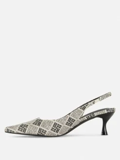 Kitten-Heels Mit Geometrischem Muster Und Slingback