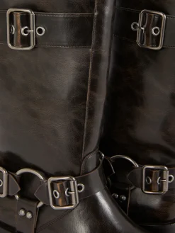 Kniehohe „Rita Ora“ Bikerstiefel