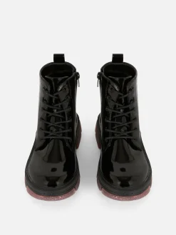 Kunstleder-Lackstiefel Mit Glitzersohle