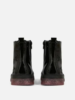 Kunstleder-Lackstiefel Mit Glitzersohle