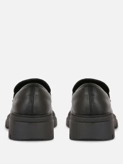 Kunstleder-Loafer Mit Dicker Sohle