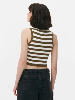 Kurzes, Geripptes Tanktop Mit Rundhalsausschnitt