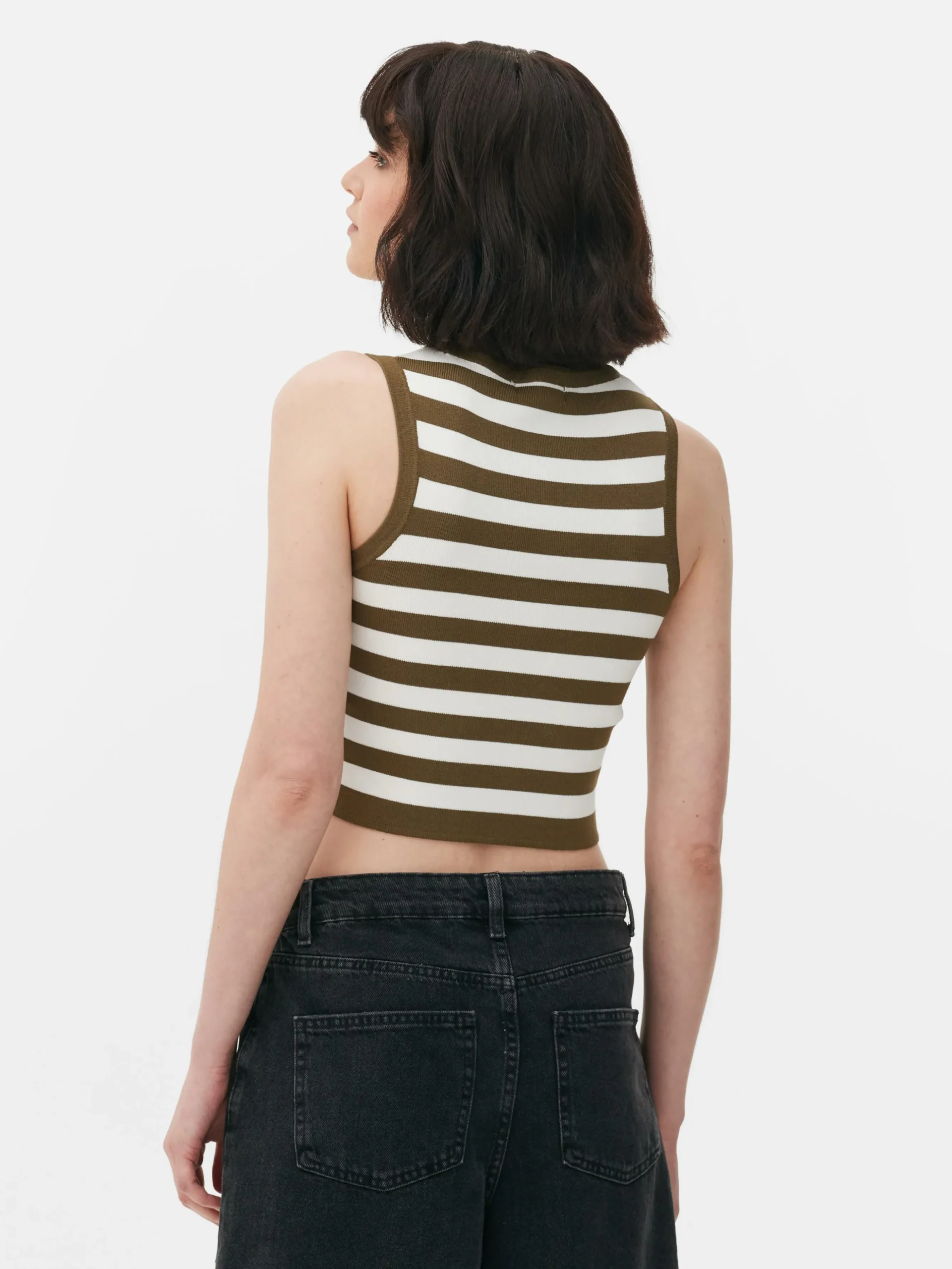 Kurzes, Geripptes Tanktop Mit Rundhalsausschnitt