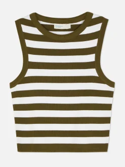 Kurzes, Geripptes Tanktop Mit Rundhalsausschnitt