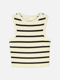 Kurzes, Geripptes Tanktop Mit Rundhalsausschnitt