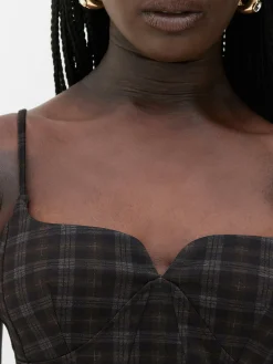 Kurzes, Kariertes „Rita Ora“ Trägertop Zum Kombinieren