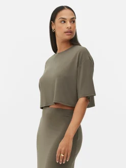 Kurzes T-Shirt Mit Geradem Schnitt