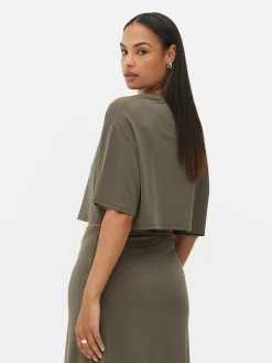 Kurzes T-Shirt Mit Geradem Schnitt