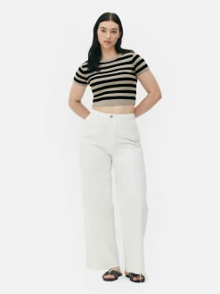 Kurzärmeliger, Bauchfreier Pullover