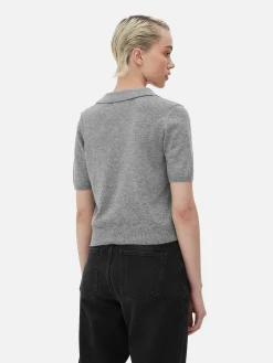 Kurzärmeliges Feinstricktop Mit Kragen