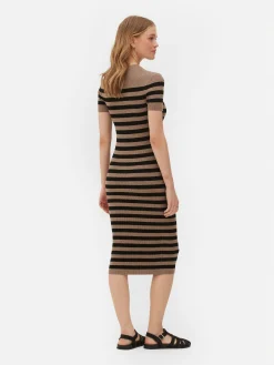 Kurzärmeliges Midi-Pulloverkleid