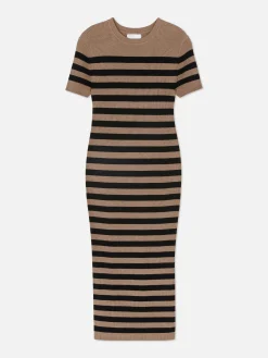 Kurzärmeliges Midi-Pulloverkleid