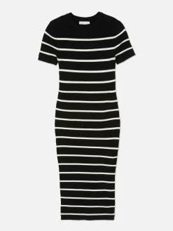 Kurzärmeliges Midi-Pulloverkleid