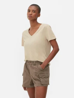 Kurzärmeliges T-Shirt Mit V-Ausschnitt