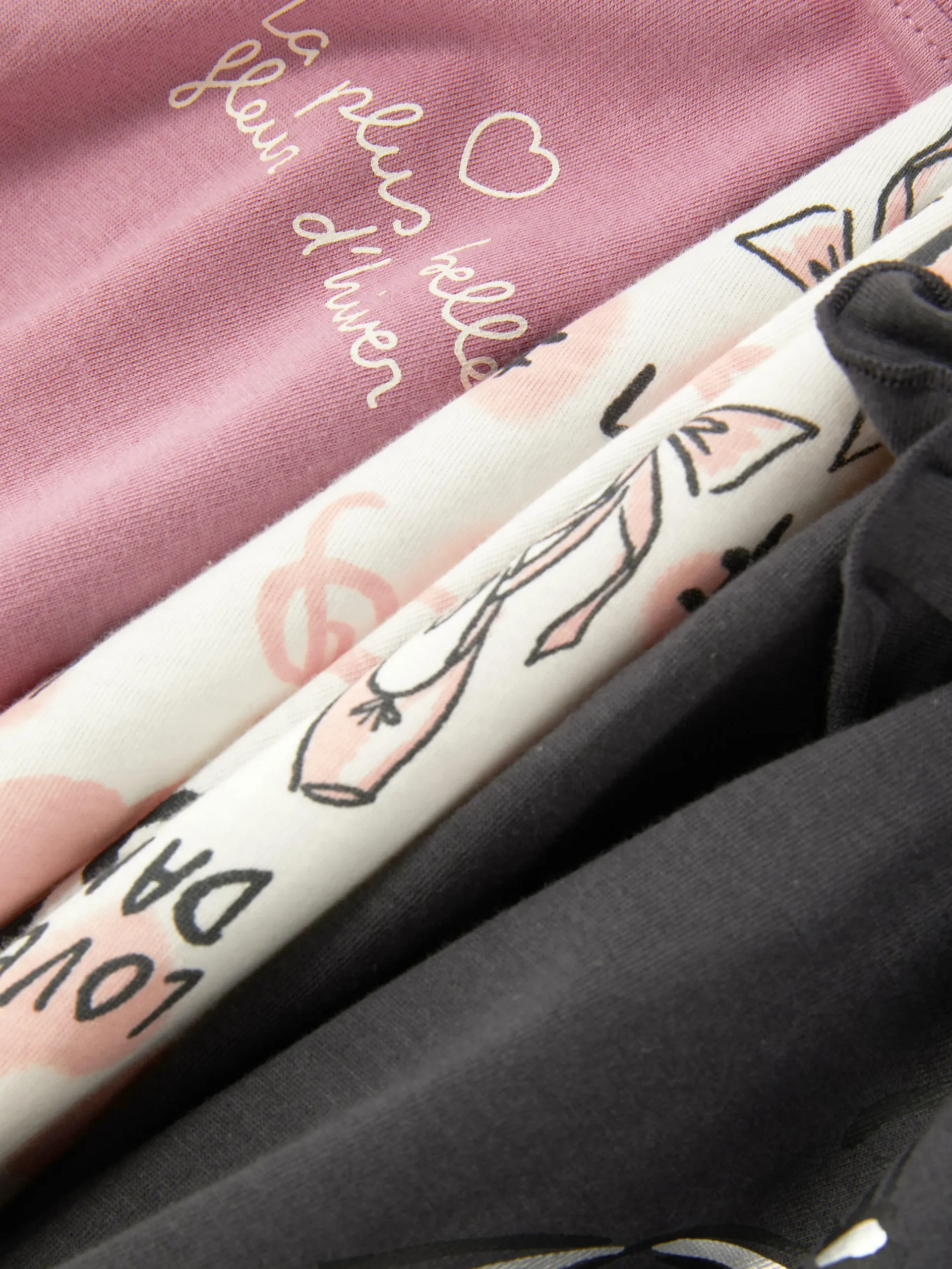 Langarmshirts Mit Ballett-Grafik, 3er-Pack