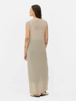 Lange, ärmellose Strickjacke