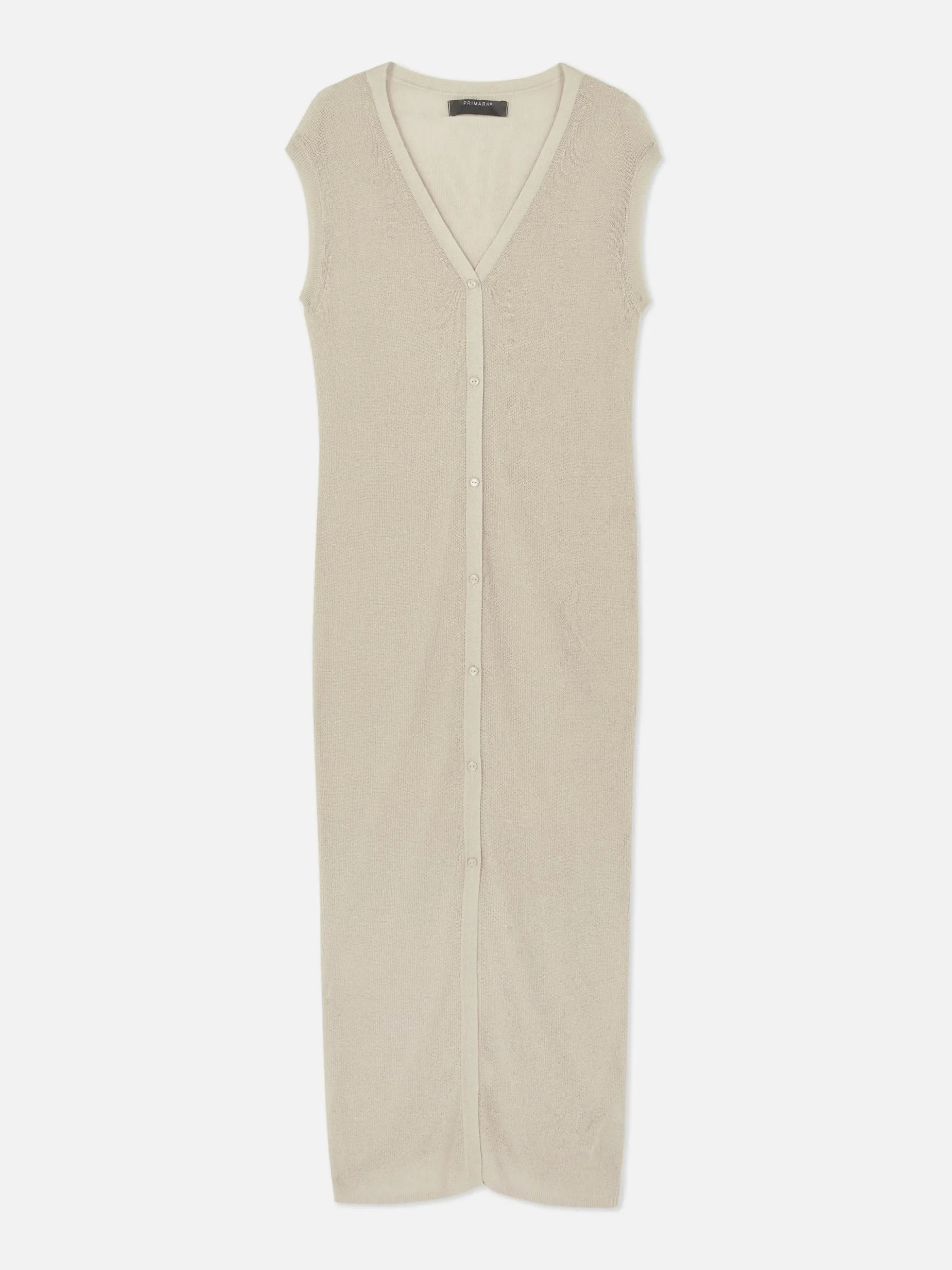 Lange, ärmellose Strickjacke