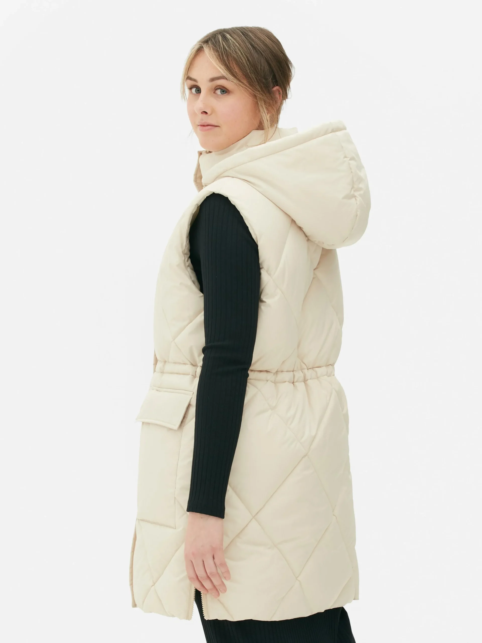 Lange Steppweste Mit Kapuze