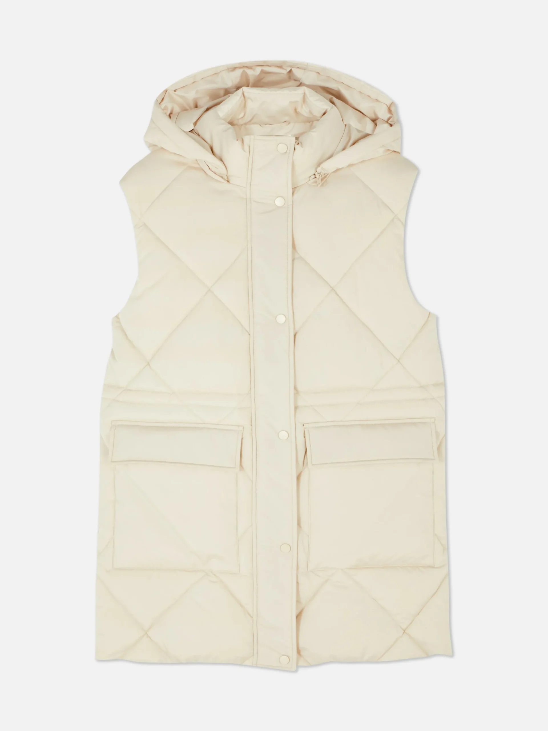 Lange Steppweste Mit Kapuze