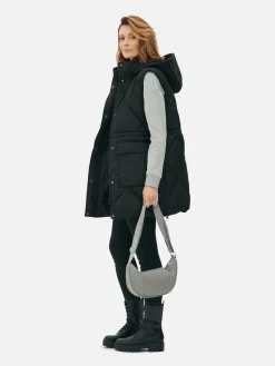 Lange Steppweste Mit Kapuze