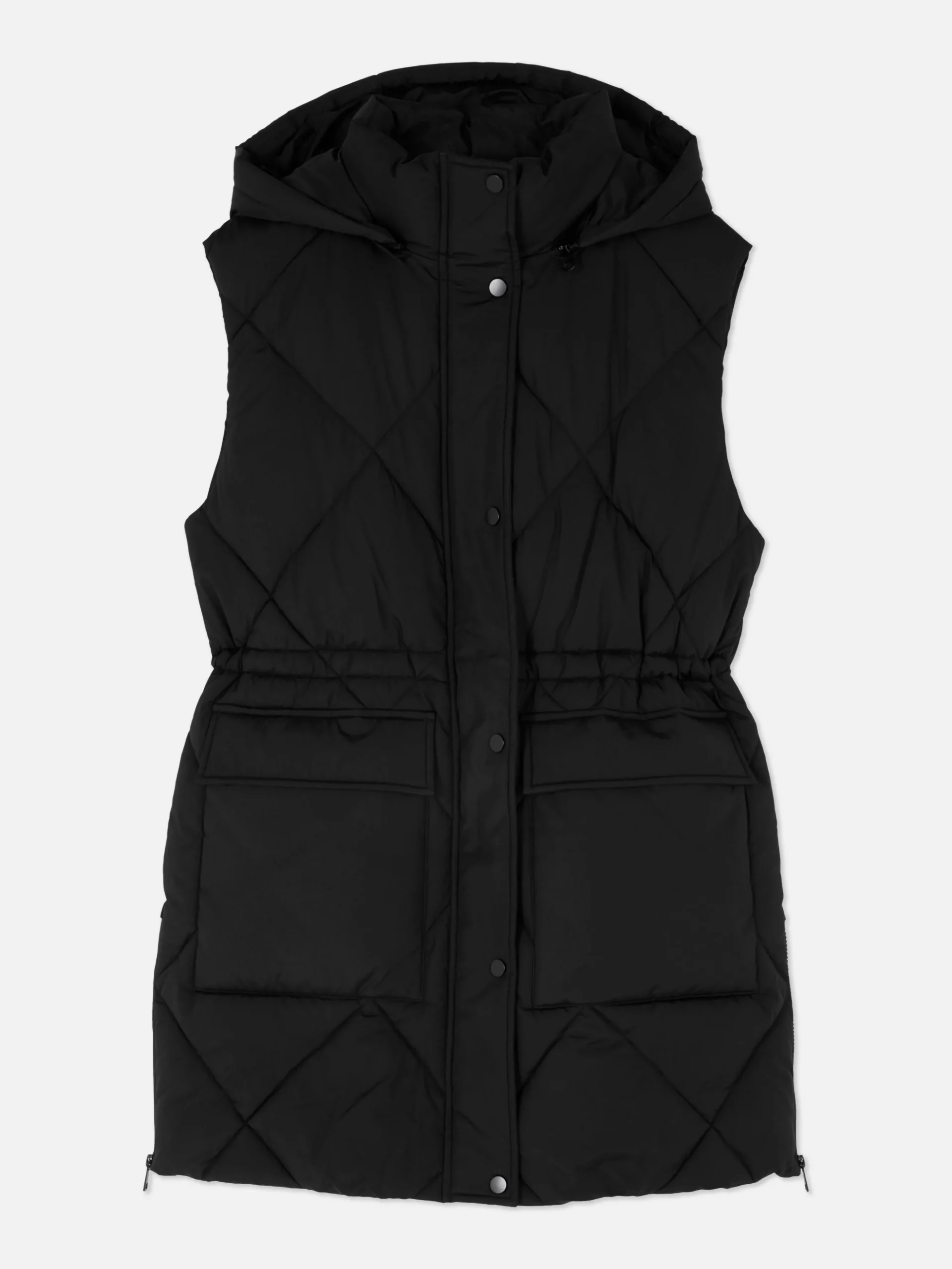 Lange Steppweste Mit Kapuze