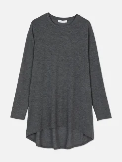 Langes Langarm-Top Mit Rundem Saum