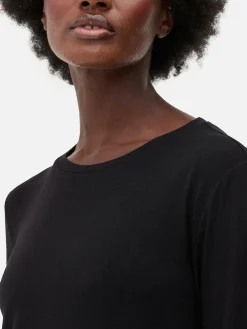 Langes Langarm-Top Mit Rundem Saum