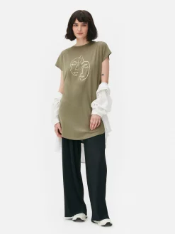 Langes T-Shirt Mit Rundhalsausschnitt