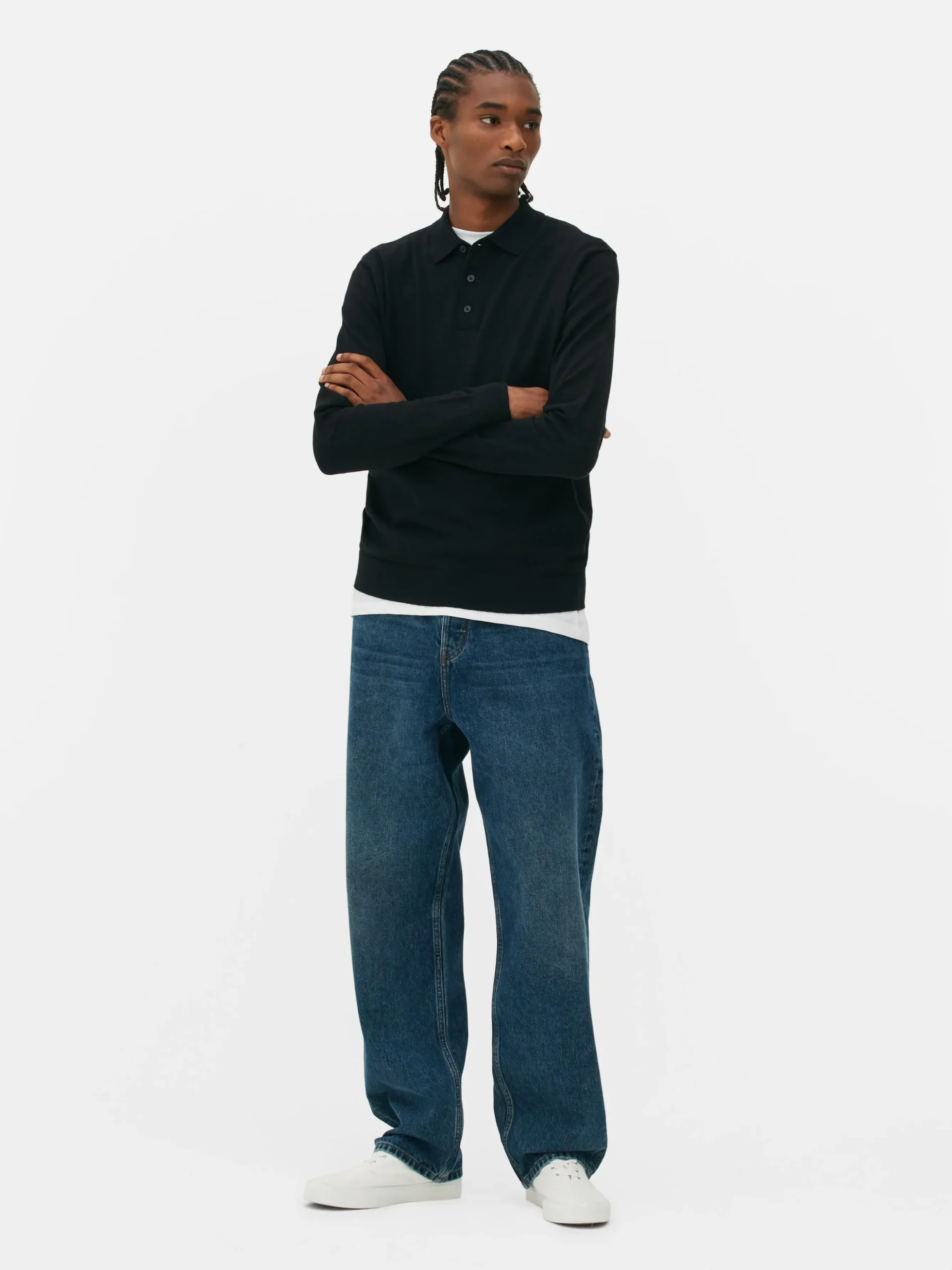 Langärmeliger Polopullover