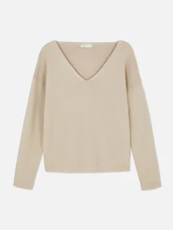 Langärmeliger Pullover Mit U-Boot-Ausschnitt