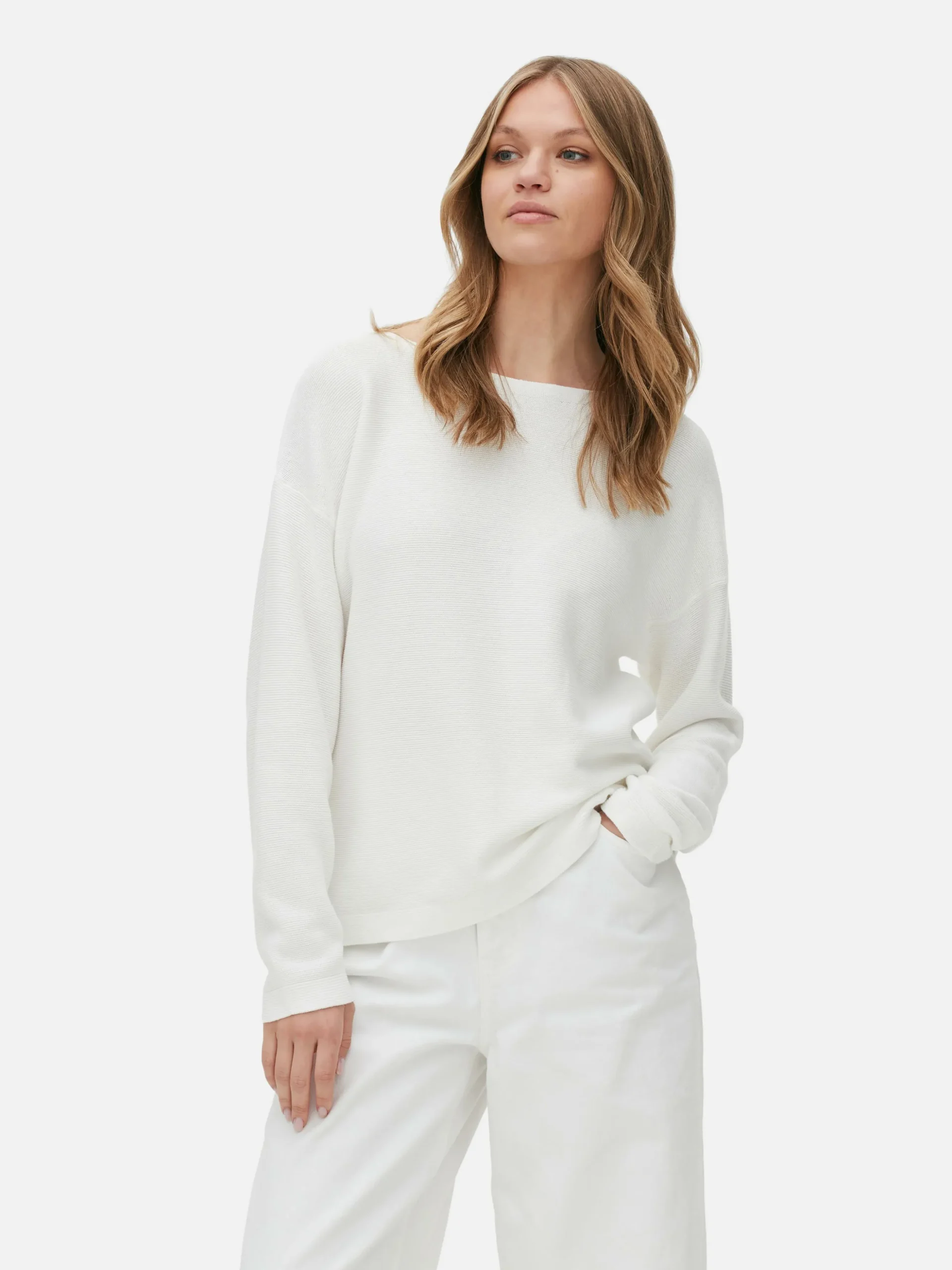 Langärmeliger Pullover Mit U-Boot-Ausschnitt