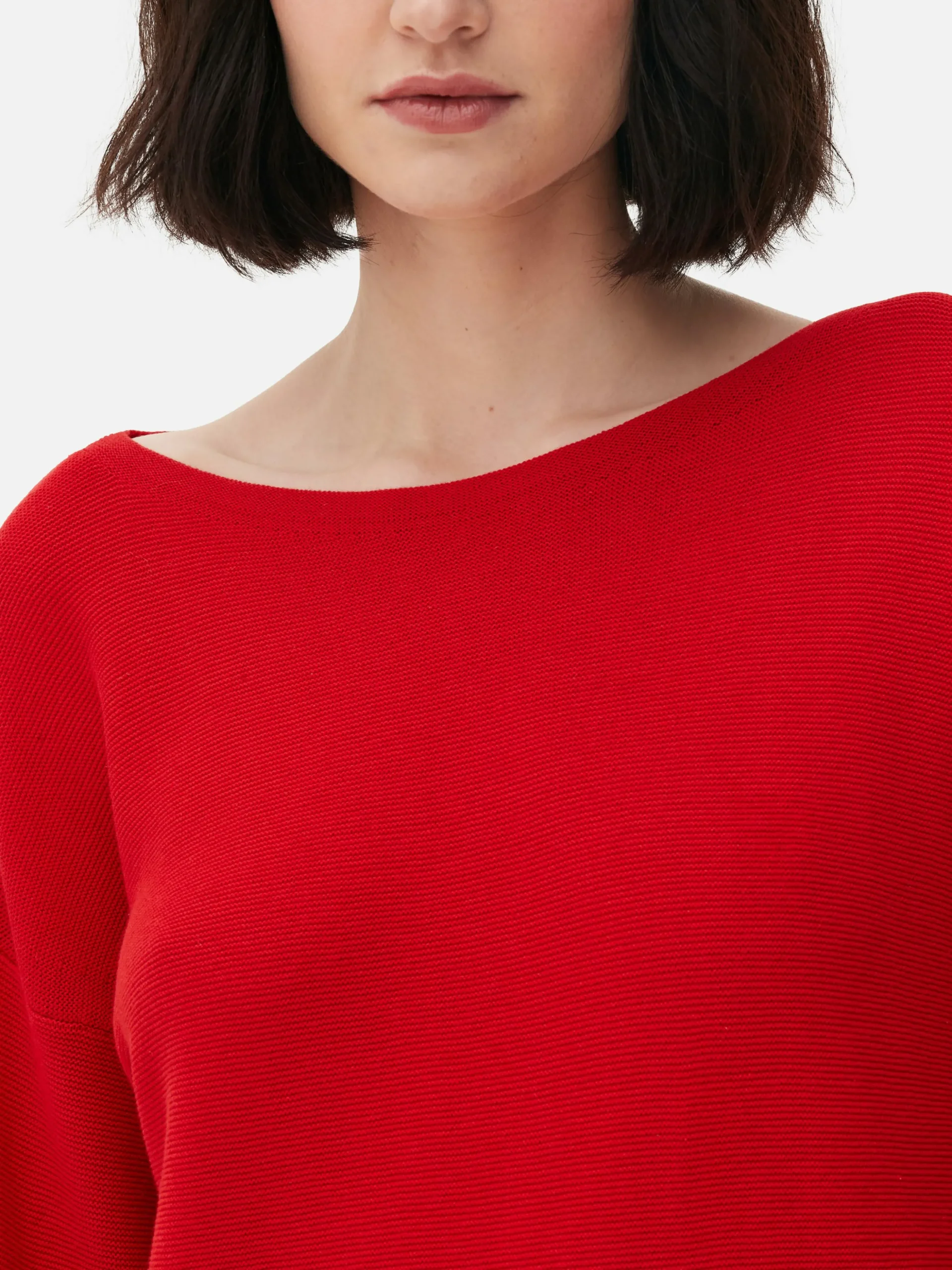 Langärmeliger Pullover Mit U-Boot-Ausschnitt