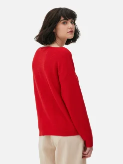 Langärmeliger Pullover Mit U-Boot-Ausschnitt