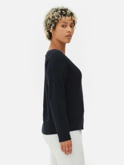 Langärmeliger Pullover Mit U-Boot-Ausschnitt