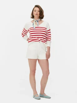 Langärmeliger Pullover Mit U-Boot-Ausschnitt