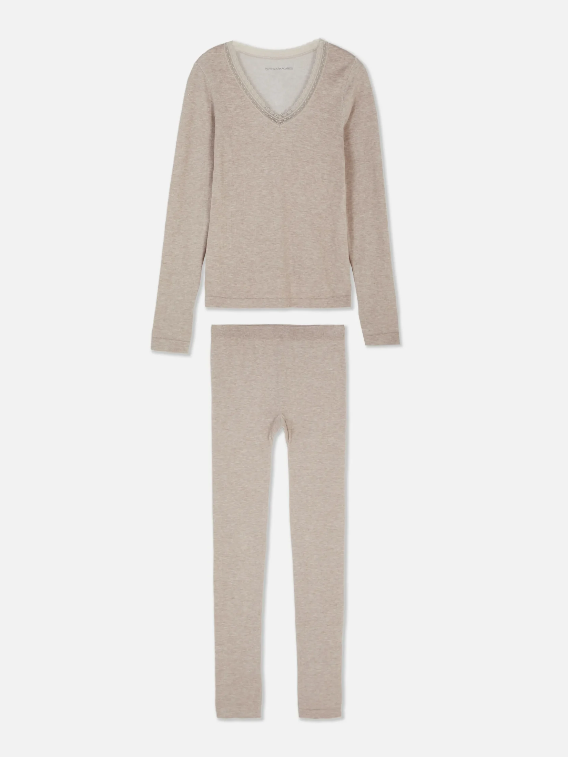 Langärmeliger Schlafanzug Mit Spitzenbesatz