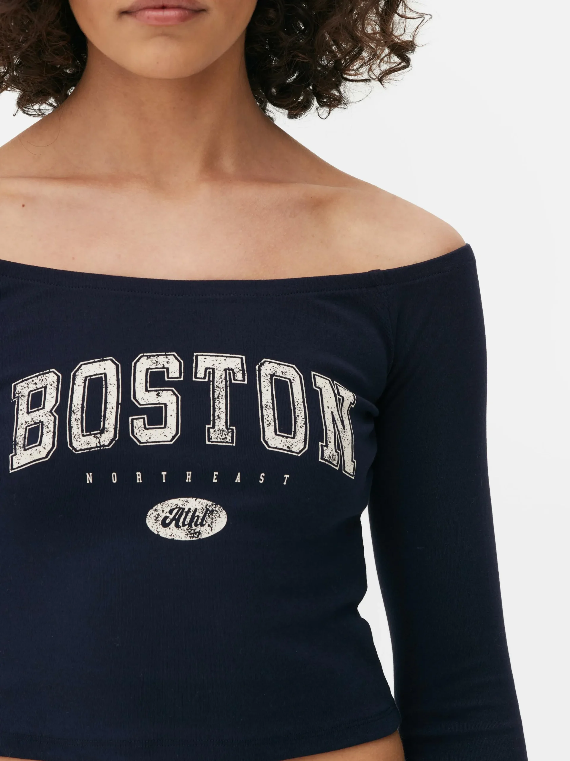 Langärmeliges, Bauchfreies Bardot-Top