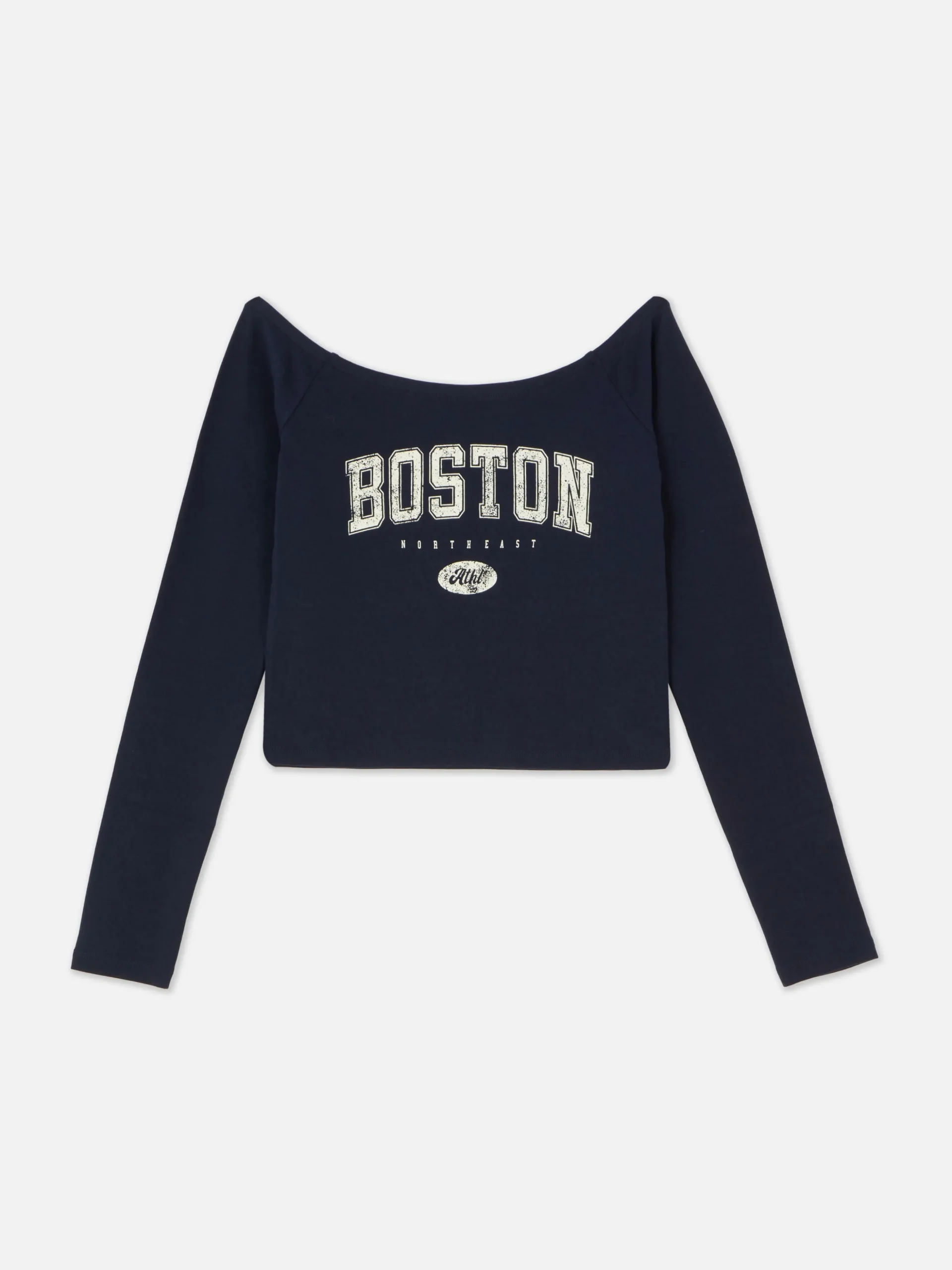 Langärmeliges, Bauchfreies Bardot-Top