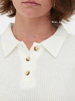 Langärmeliges, Geripptes „Rita Ora“ Poloshirt