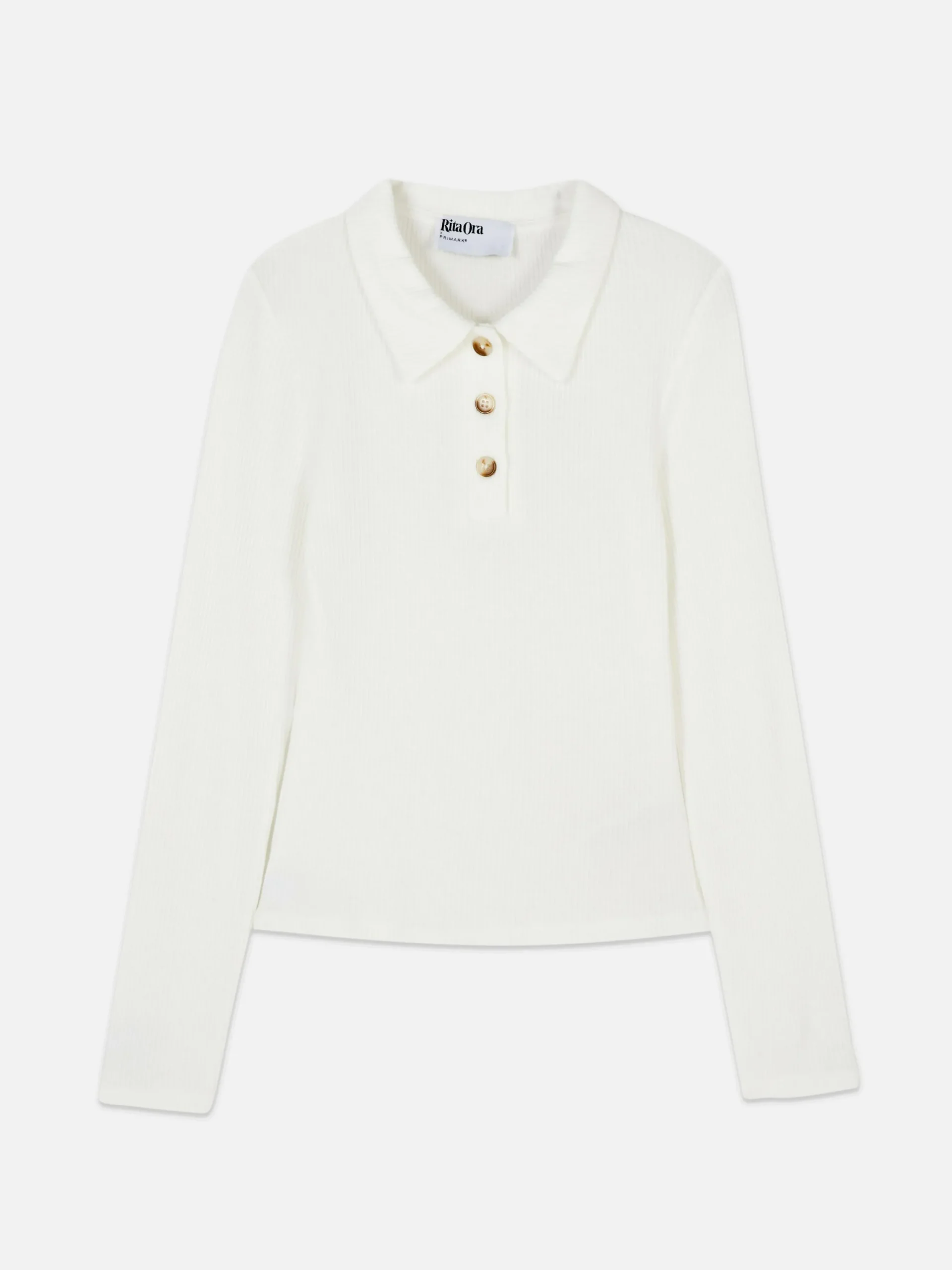 Langärmeliges, Geripptes „Rita Ora“ Poloshirt