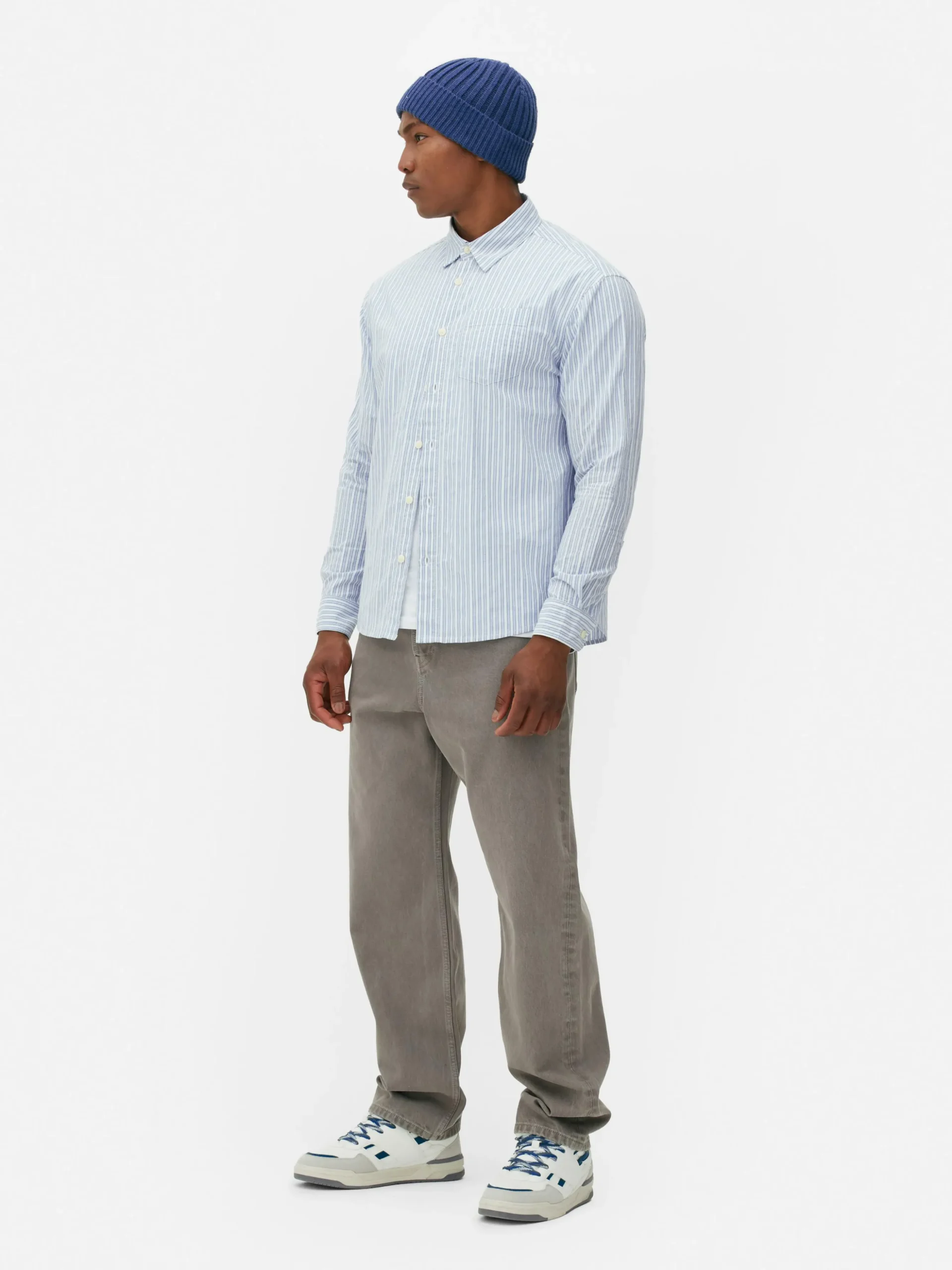 Langärmeliges Jacquardhemd Mit Streifen