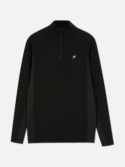 Langärmeliges Sport-Top Mit Viertelreißverschluss