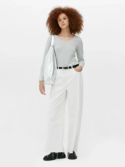 Langärmeliges Top Mit V-Ausschnitt