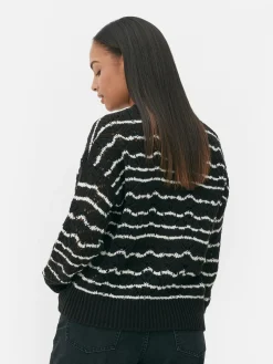 Lochstrickpullover Mit Rundhalsausschnitt