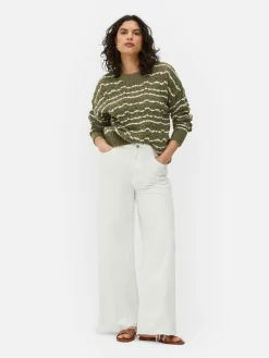 Lochstrickpullover Mit Rundhalsausschnitt