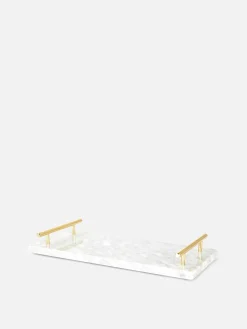 Marmoriertes Serviertablett Mit Griffen