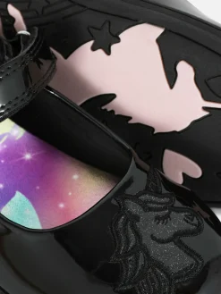 Mary Janes In Lack-Optik Mit Glitzerndem Einhorn
