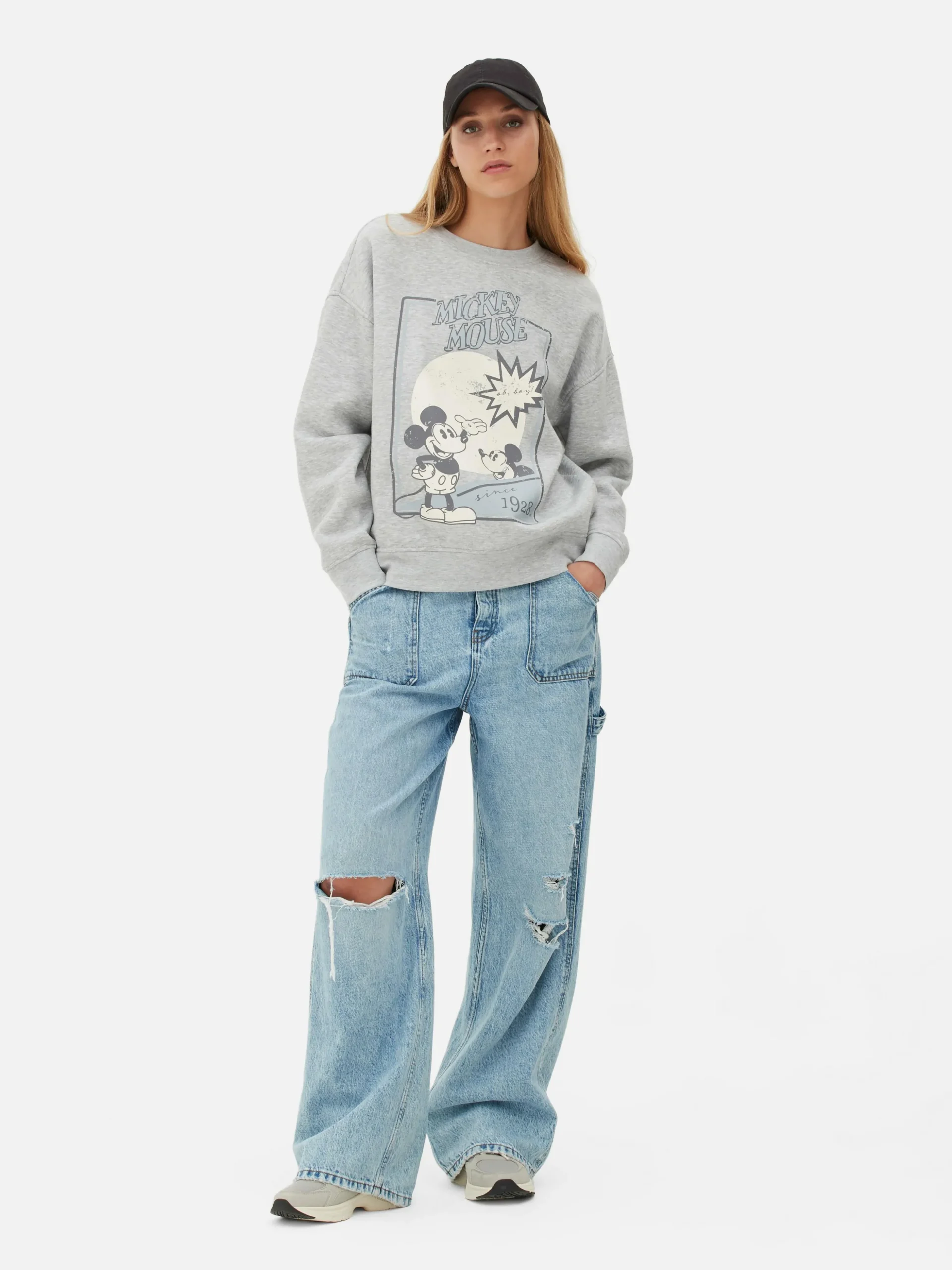 „Micky Maus“ Sweatshirt Mit Skizzen-Print