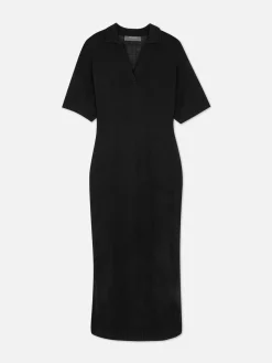 Midikleid Mit V-Ausschnitt Und Kragen